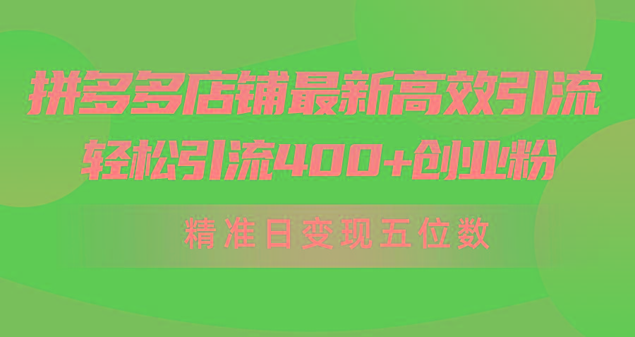 (10041期)拼多多店铺最新高效引流术，轻松引流400+创业粉，精准日变现五位数！-全知学堂