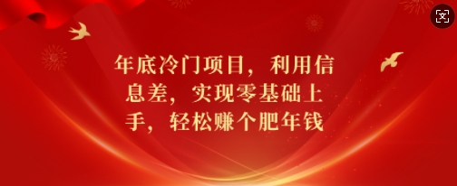 年底冷门项目，利用信息差，实现零基础上手，轻松赚个肥年钱【揭秘】-全知学堂