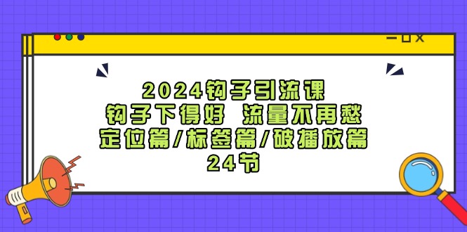 2024钩子引流课：钩子下得好流量不再愁，定位篇/标签篇/破播放篇/24节-全知学堂