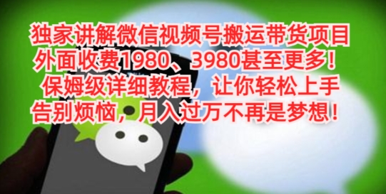 独家讲解微信视频号搬运带货项目，保姆级详细教程-全知学堂