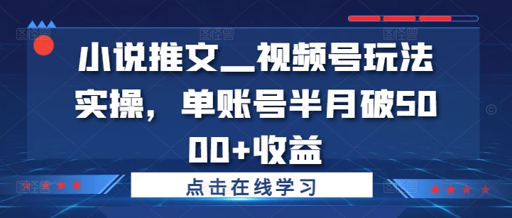 小说推文—视频号玩法实操，单账号半月破5000+收益-全知学堂