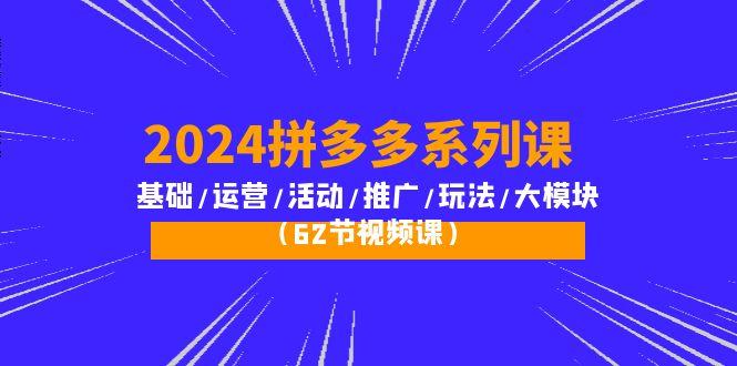 (10019期)2024拼多多系列课：基础/运营/活动/推广/玩法/大模块(62节视频课)-全知学堂