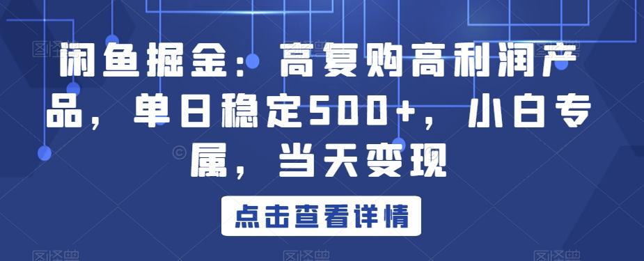 闲鱼掘金：高复购高利润产品，单日稳定500+，小白专属，当天变现-全知学堂