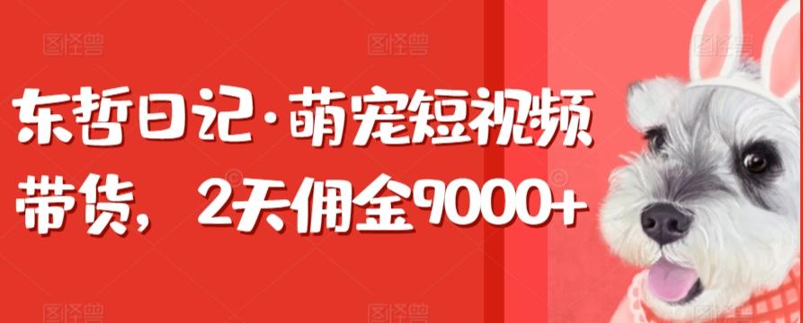 东哲日记·萌宠短视频带货，2天佣金9000+-全知学堂