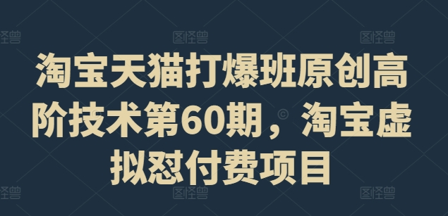 淘宝天猫打爆班原创高阶技术第60期，淘宝虚拟怼付费项目-全知学堂