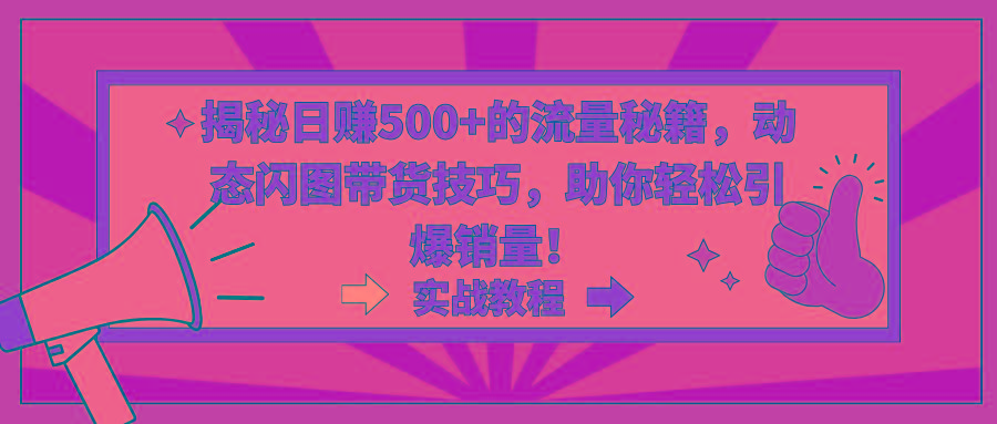 揭秘日赚500+的流量秘籍，动态闪图带货技巧，助你轻松引爆销量！-全知学堂