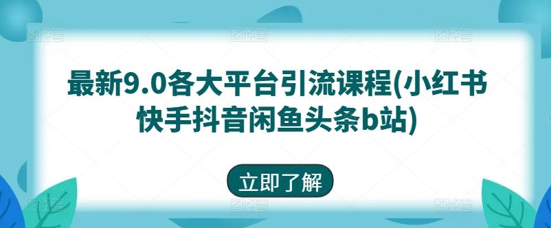 最新9.0各大平台引流课程(小红书快手抖音闲鱼头条b站)-全知学堂