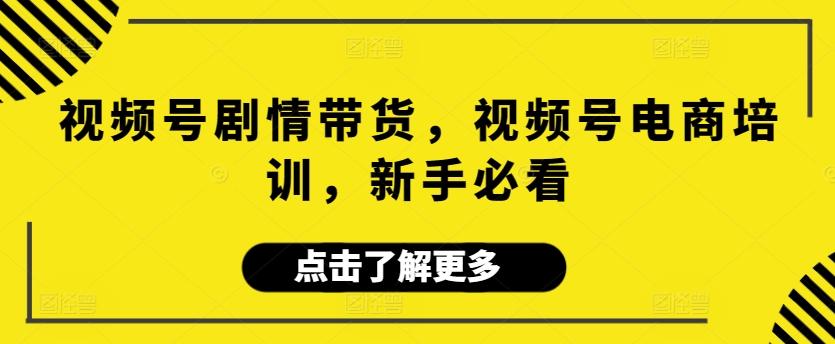 视频号剧情带货，视频号电商培训，新手必看-全知学堂