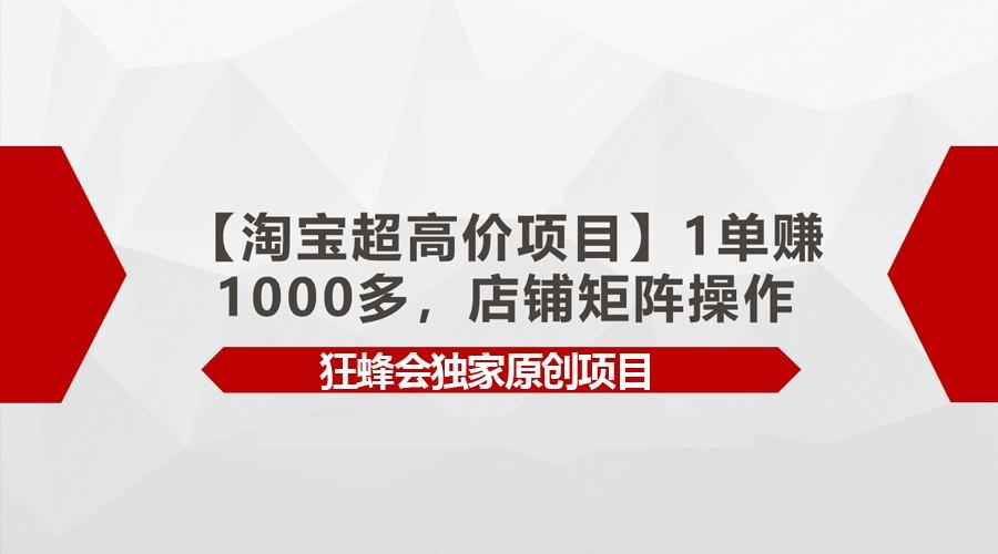 【淘宝超高价项目】1单赚1000多，店铺矩阵操作-全知学堂