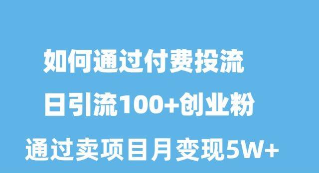 如何通过付费投流日引流100+创业粉月变现5W+-全知学堂