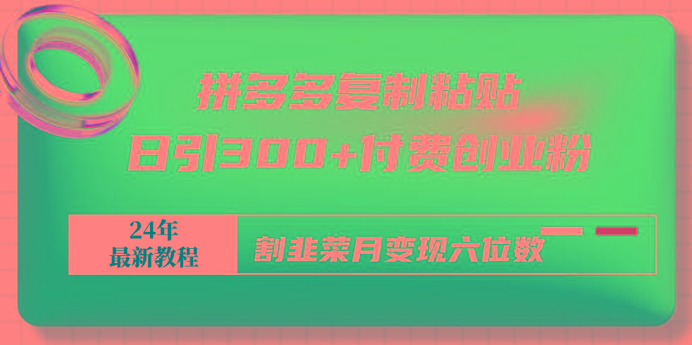 拼多多复制粘贴日引300+付费创业粉，割韭菜月变现六位数最新教程！-全知学堂