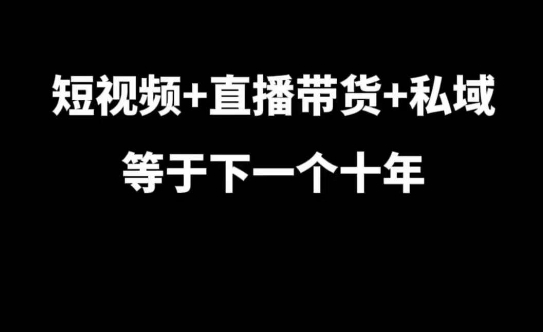 短视频+直播带货+私域等于下一个十年，大佬7年实战经验总结-全知学堂