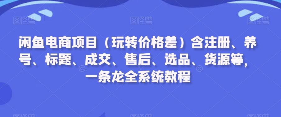 闲鱼电商项目(玩转价格差)含注册、养号、标题、成交、售后、选品、货源等，一条龙全系统教程-全知学堂