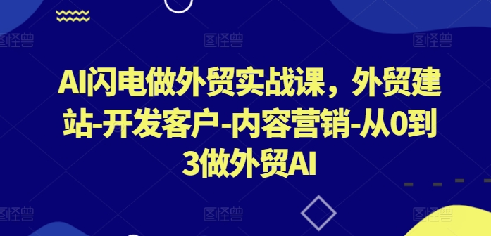 AI闪电做外贸实战课，​外贸建站-开发客户-内容营销-从0到3做外贸AI(更新)-全知学堂