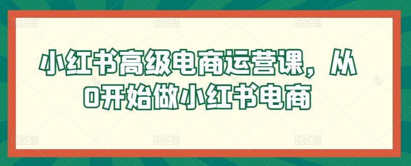 小红书高级电商运营课，从0开始做小红书电商-全知学堂