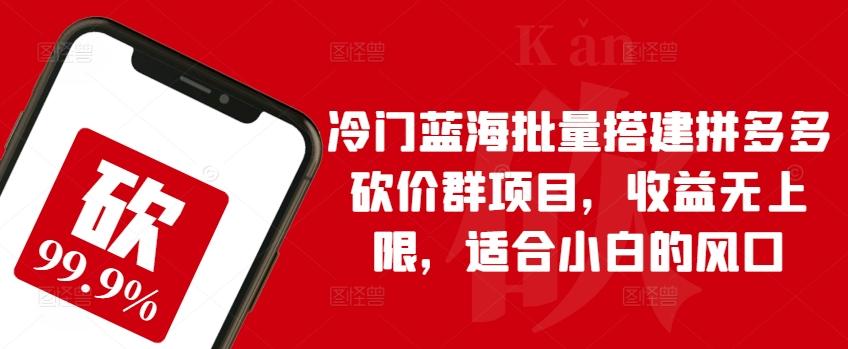 冷门蓝海批量搭建拼多多砍价群项目，收益无上限，适合小白的风口【揭秘】-全知学堂