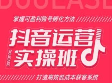 抖音运营实操班，掌握可盈利账号孵化方法，打造高效低成本获客系统-全知学堂