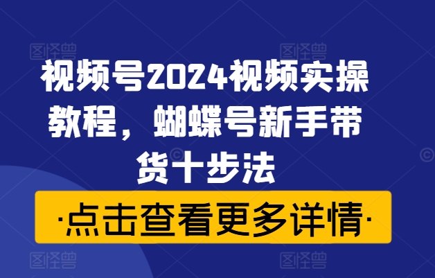 视频号2024视频实操教程，蝴蝶号新手带货十步法-全知学堂