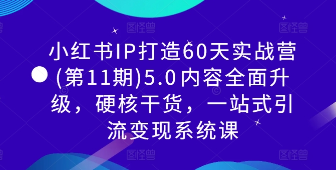 小红书IP打造60天实战营(第11期)5.0​内容全面升级，硬核干货，一站式引流变现系统课-全知学堂