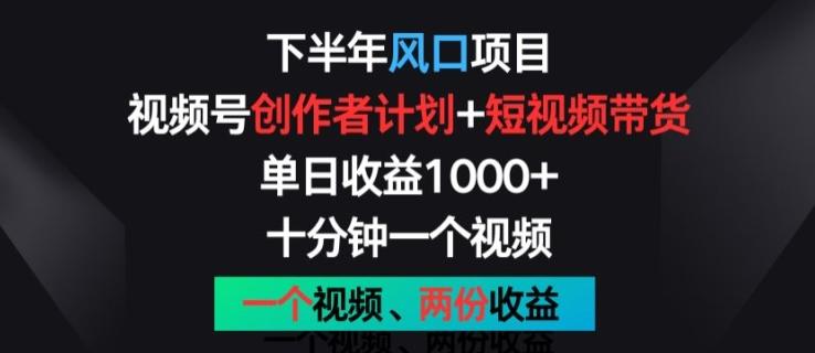 下半年风口项目，视频号创作者计划+视频带货，一个视频两份收益，十分钟一个视频【揭秘】-全知学堂