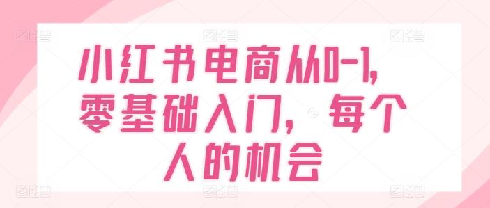 小红书电商从0-1，零基础入门，每个人的机会-全知学堂