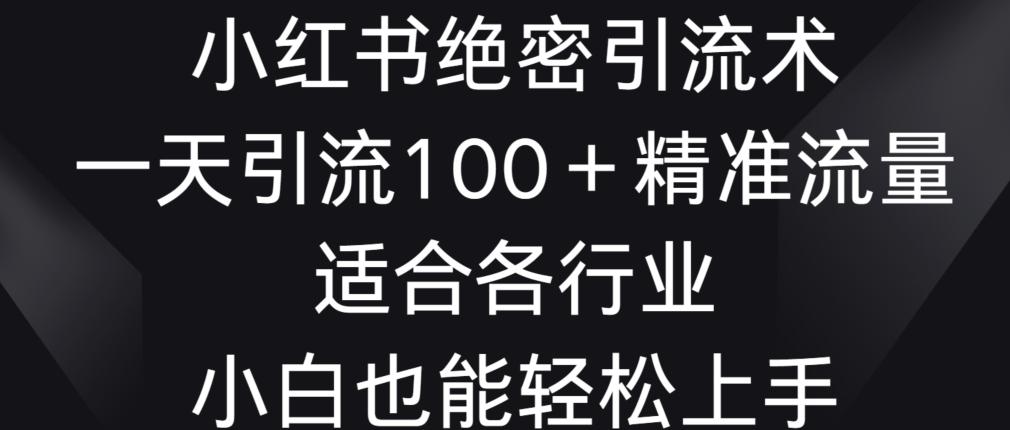 小红书绝密引流术，一天引流100+精准流量，适合各个行业，小白也能轻松上手【揭秘】-全知学堂