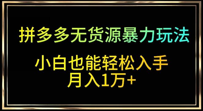 拼多多无货源暴力玩法，全程干货，小白也能轻松入手，月入1万+【揭秘】-全知学堂