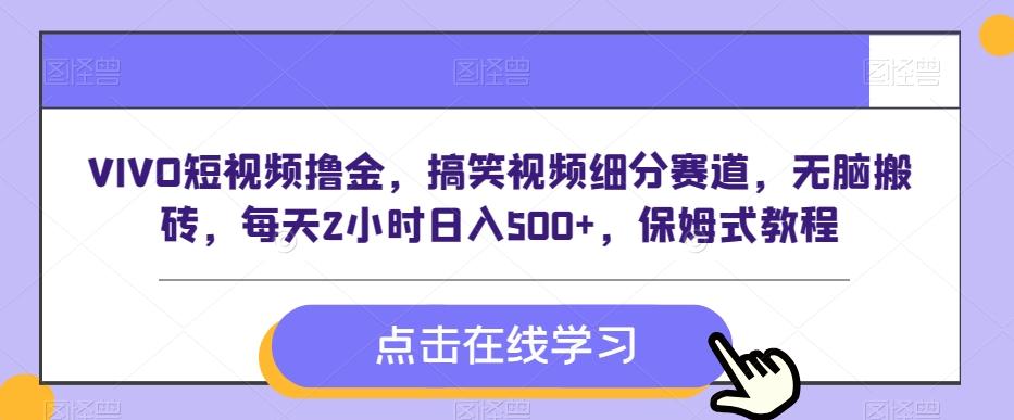 VIVO短视频撸金，搞笑视频细分赛道，无脑搬砖，每天2小时日入500+，保姆式教程-全知学堂