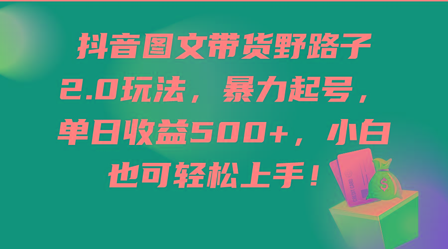 (9790期)抖音图文带货野路子2.0玩法，暴力起号，单日收益500+，小白也可轻松上手！-全知学堂