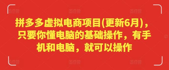 拼多多虚拟电商项目(更新6月)，只要你懂电脑的基础操作，有手机和电脑，就可以操作-全知学堂