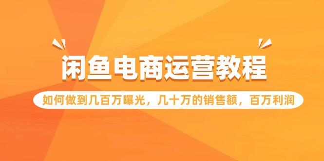 (9560期)闲鱼电商运营教程：如何做到几百万曝光，几十万的销售额，百万利润-全知学堂