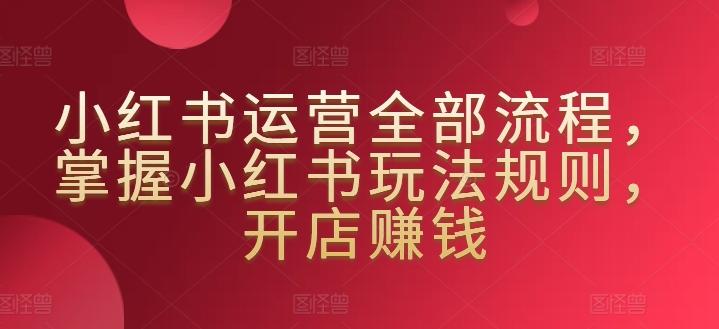 小红书运营全部流程，掌握小红书玩法规则，开店赚钱-全知学堂