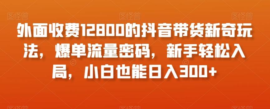 外面收费12800的抖音带货新奇玩法，爆单流量密码，新手轻松入局，小白也能日入300+【揭秘】-全知学堂