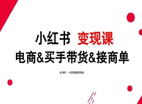 2024年最新小红书变现课，电商&买手带货&接商单，从0到1，小白高效轻创业-全知学堂