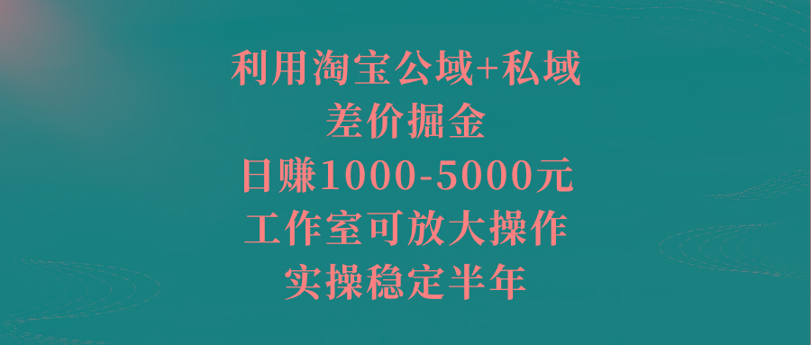 利用淘宝公域+私域差价掘金，日赚1000-5000元，工作室可放大操作，实操…-全知学堂