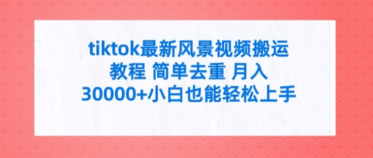 tiktok最新风景视频搬运教程 简单去重 月入3W+小白也能轻松上手【揭秘】-全知学堂