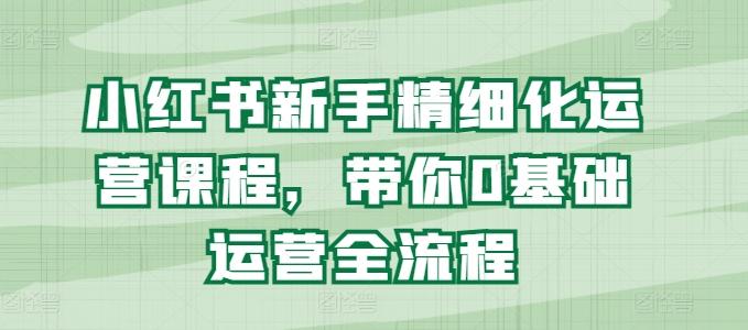 小红书新手精细化运营课程，带你0基础运营全流程-全知学堂