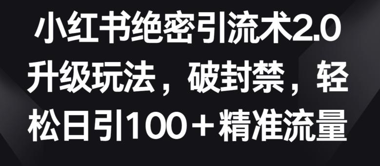 小红书绝密引流术2.0升级玩法，破封禁，轻松日引100+精准流量【揭秘】-全知学堂