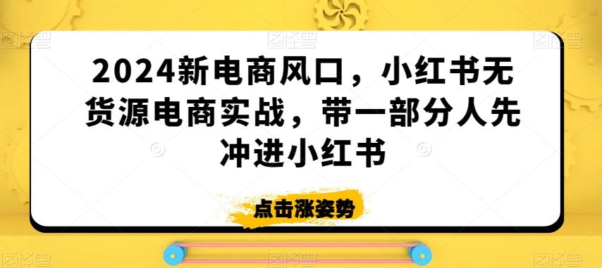 2024新电商风口，小红书无货源电商实战，带一部分人先冲进小红书-全知学堂