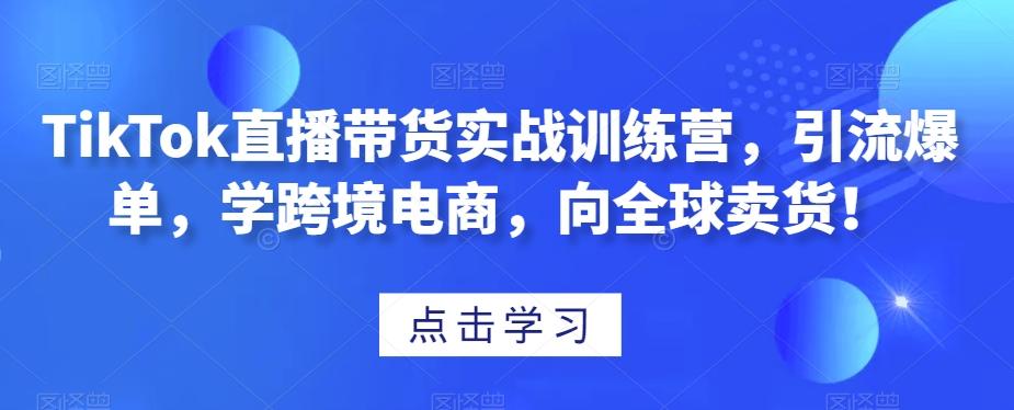 TikTok直播带货实战训练营，引流爆单，学跨境电商，向全球卖货！-全知学堂