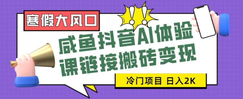 寒假大风口咸鱼抖音AI体验课链接搬砖变现，全网首发冷门项目，小白可日入2K+【揭秘】-全知学堂