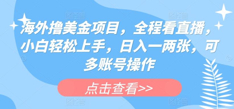 海外撸美金项目，全程看直播，小白轻松上手，日入一两张，可多账号操作【揭秘】-全知学堂