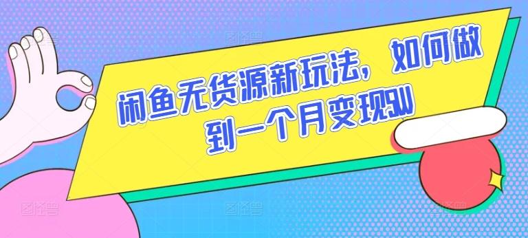 闲鱼无货源新玩法，如何做到一个月变现5W【揭秘】-全知学堂