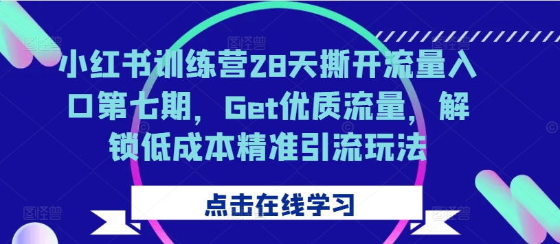 小红书训练营28天撕开流量入口第七期，Get优质流量，解锁低成本精准引流玩法-全知学堂