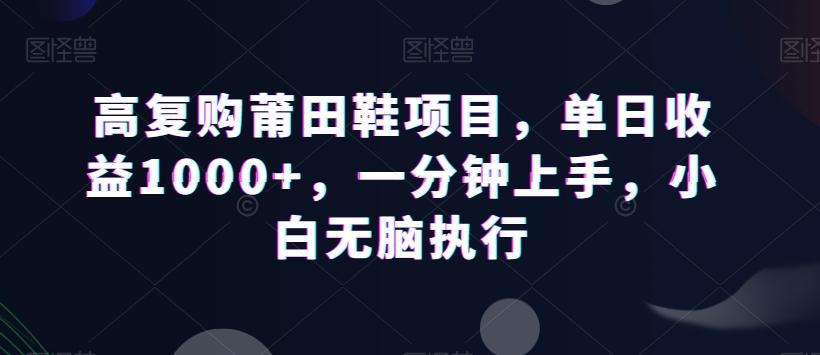 高复购莆田鞋项目，单日收益1000+，一分钟上手，小白无脑执行-全知学堂